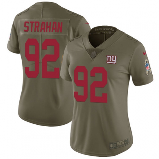 Nike Giants #92 Michael Strahan Olive Womens Stitched NFL Limited 2017 Salute to Service Jersey Nike Giants #92 Michael Strahan Olive Womens Stitched NFL Limited 2017 Salute to Service Jersey