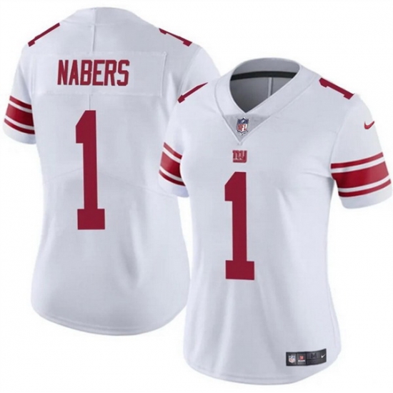 Women New York Giants 1 Malik Nabers White Vapor Stitched Jersey Women New York Giants 1 Malik Nabers White Vapor Stitched Jersey