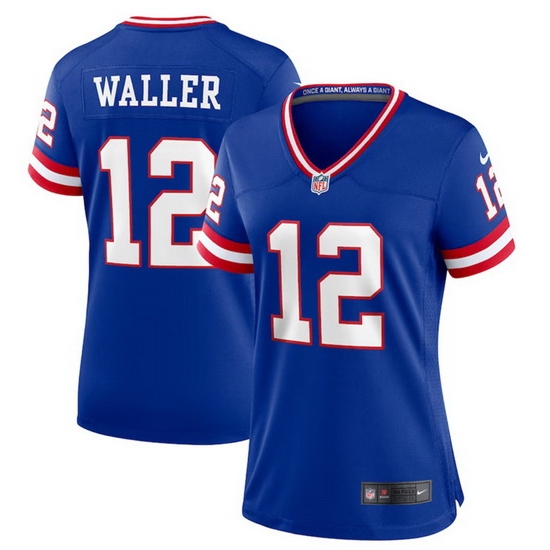 Women New York Giants 12 Darren Waller Royal Classic Retired Player Stitched Game Jersey Women New York Giants 12 Darren Waller Royal Classic Retired Player Stitched Game Jersey