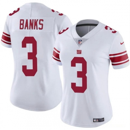 Women New York Giants 3 Deonte Banks White Vapor Stitched Jersey Women New York Giants 3 Deonte Banks White Vapor Stitched Jersey