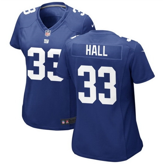 Women New York Giants 33 Hassan Hall Blue Stitched Jersey 28Run Small 29 Women New York Giants 33 Hassan Hall Blue Stitched Jersey 28Run Small 29