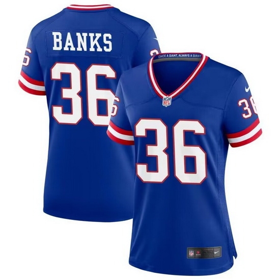 Women New York Giants 36 Deonte Banks Royal Classic Stitched Jersey Women New York Giants 36 Deonte Banks Royal Classic Stitched Jersey