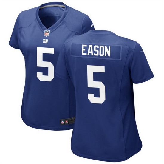 Women New York Giants 5 Jacob Eason Blue Stitched Jersey 28Run Small 29 Women New York Giants 5 Jacob Eason Blue Stitched Jersey 28Run Small 29