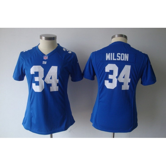 Women Nike NFL New York Giants 34 Wilson Game Blue Jersey Women Nike NFL New York Giants 34 Wilson Game Blue Jersey