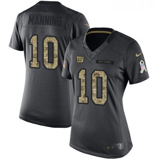 Womens Nike New York Giants 10 Eli Manning Limited Black 2016 Salute to Service NFL Jersey Womens Nike New York Giants 10 Eli Manning Limited Black 2016 Salute to Service NFL Jersey