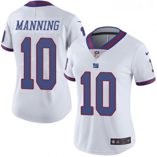 Womens Nike New York Giants 10 Eli Manning Limited White Rush Vapor Untouchable NFL Jersey Womens Nike New York Giants 10 Eli Manning Limited White Rush Vapor Untouchable NFL Jersey