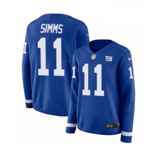 Womens Nike New York Giants 11 Phil Simms Limited Royal Blue Therma Long Sleeve NFL Jersey Womens Nike New York Giants 11 Phil Simms Limited Royal Blue Therma Long Sleeve NFL Jersey
