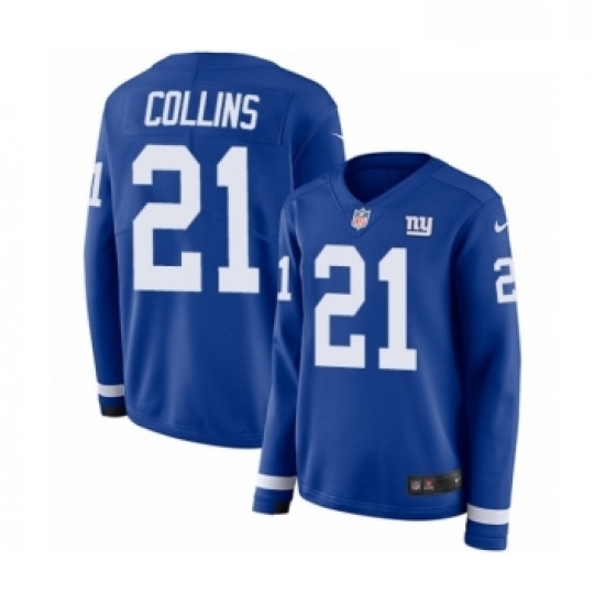 Womens Nike New York Giants 21 Landon Collins Limited Royal Blue Therma Long Sleeve NFL Jersey Womens Nike New York Giants 21 Landon Collins Limited Royal Blue Therma Long Sleeve NFL Jersey
