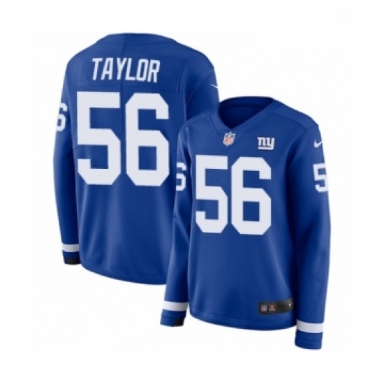 Womens Nike New York Giants 56 Lawrence Taylor Limited Royal Blue Therma Long Sleeve NFL Jersey Womens Nike New York Giants 56 Lawrence Taylor Limited Royal Blue Therma Long Sleeve NFL Jersey