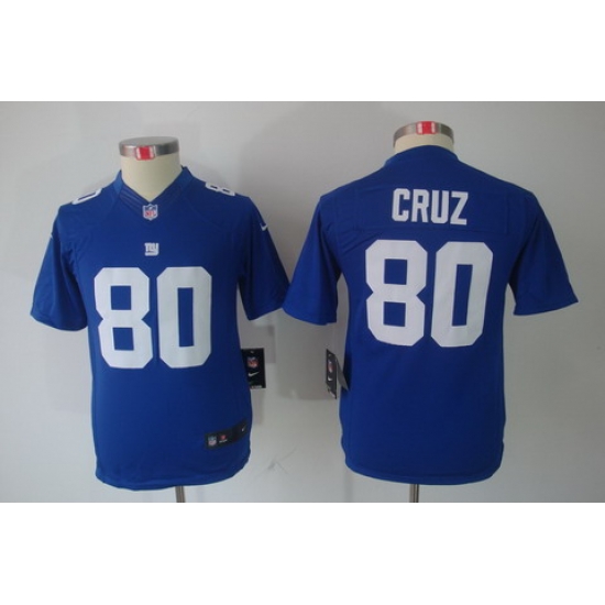 Nike Youth New York Giants #80 Cruz Blue Limited Jerseys Nike Youth New York Giants #80 Cruz Blue Limited Jerseys