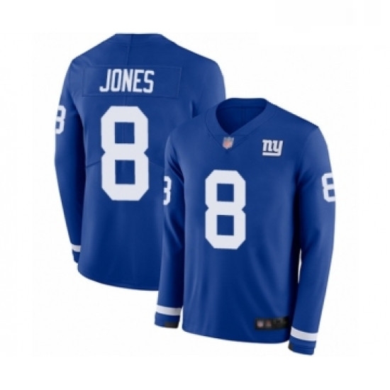 Youth New York Giants 8 Daniel Jones Limited Royal Blue Therma Long Sleeve Football Jersey Youth New York Giants 8 Daniel Jones Limited Royal Blue Therma Long Sleeve Football Jersey