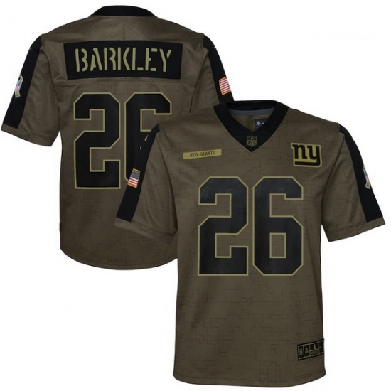 Youth New York Giants Saquon Barkley Nike Olive 2021 Salute To Service Game Jersey Youth New York Giants Saquon Barkley Nike Olive 2021 Salute To Service Game Jersey