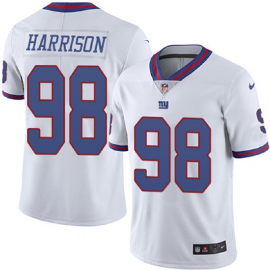 Youth Nike Giants #98 Damon Harrison White Stitched NFL Limited Rush Jersey Youth Nike Giants #98 Damon Harrison White Stitched NFL Limited Rush Jersey