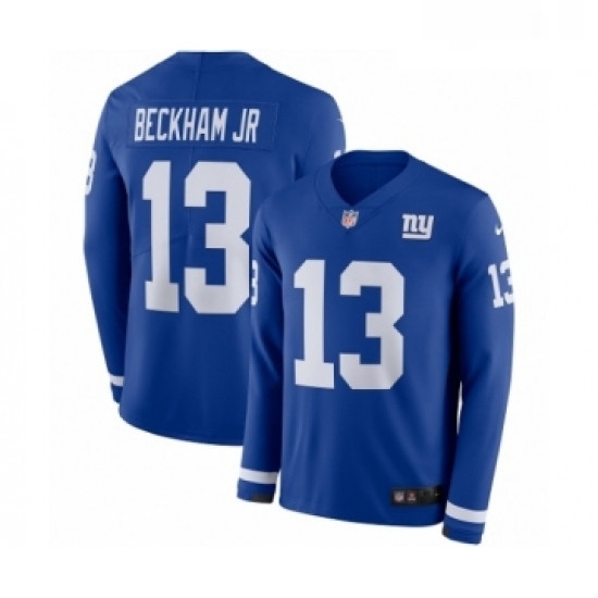 Youth Nike New York Giants 13 Odell Beckham Jr Limited Royal Blue Therma Long Sleeve NFL Jersey Youth Nike New York Giants 13 Odell Beckham Jr Limited Royal Blue Therma Long Sleeve NFL Jersey