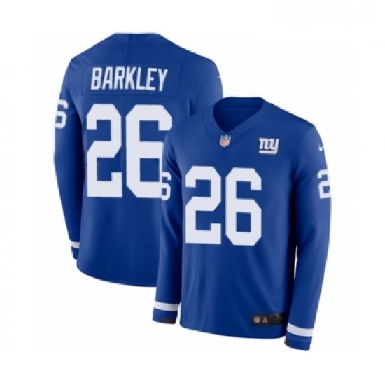Youth Nike New York Giants 26 Saquon Barkley Limited Royal Blue Therma Long Sleeve NFL Jersey Youth Nike New York Giants 26 Saquon Barkley Limited Royal Blue Therma Long Sleeve NFL Jersey