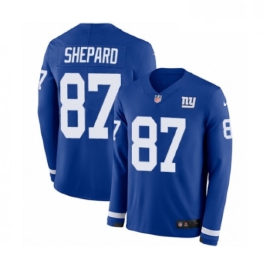 Youth Nike New York Giants 87 Sterling Shepard Limited Royal Blue Therma Long Sleeve NFL Jersey Youth Nike New York Giants 87 Sterling Shepard Limited Royal Blue Therma Long Sleeve NFL Jersey