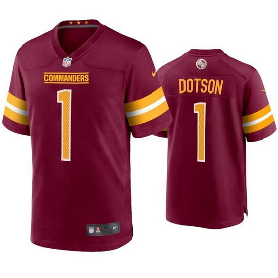 Men Washington Commanders 1 Jahan Dotson 2022 Burgundy Game Stitched Football Jersey Men Washington Commanders 1 Jahan Dotson 2022 Burgundy Game Stitched Football Jersey