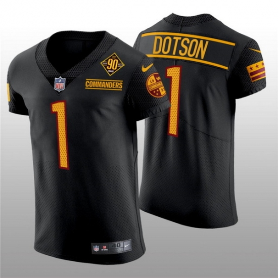 Men Washington Commanders 1 Jahan Dotson 90th Anniversary Black Elite Stitched Jersey Men Washington Commanders 1 Jahan Dotson 90th Anniversary Black Elite Stitched Jersey