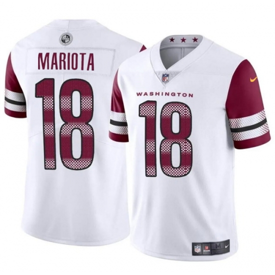 Men Washington Commanders 18 Marcus Mariota White 2024 Vapor Limited Stitched Football Jersey Men Washington Commanders 18 Marcus Mariota White 2024 Vapor Limited Stitched Football Jersey