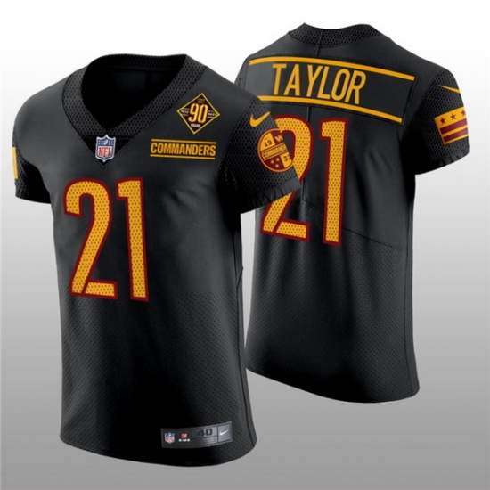 Men Washington Commanders 21 Sean Taylor 90th Anniversary Black Elite Stitched Jersey Men Washington Commanders 21 Sean Taylor 90th Anniversary Black Elite Stitched Jersey