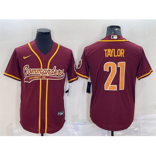 Men Washington Commanders 21 Sean Taylor Burgundy With Patch Cool Base Stitched Baseball Jersey Men Washington Commanders 21 Sean Taylor Burgundy With Patch Cool Base Stitched Baseball Jersey