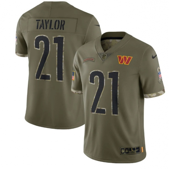 Men Washington Commanders 21 Sean Taylor Olive 2022 Salute To Service Limited Stitched Jersey Men Washington Commanders 21 Sean Taylor Olive 2022 Salute To Service Limited Stitched Jersey