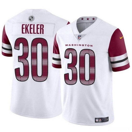 Men Washington Commanders 30 Austin Ekeler White Vapor Limited Stitched Football Jersey Men Washington Commanders 30 Austin Ekeler White Vapor Limited Stitched Football Jersey