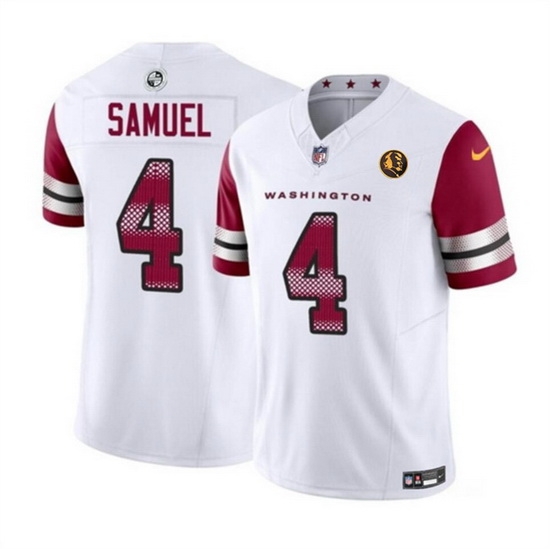 Men Washington Commanders 4 Curtis Samuel White 2023 F U S E With John Madden Patch Vapor Limited Stitched Football Jersey Men Washington Commanders 4 Curtis Samuel White 2023 F U S E With John Madden Patch Vapor Limited Stitched Football Jersey