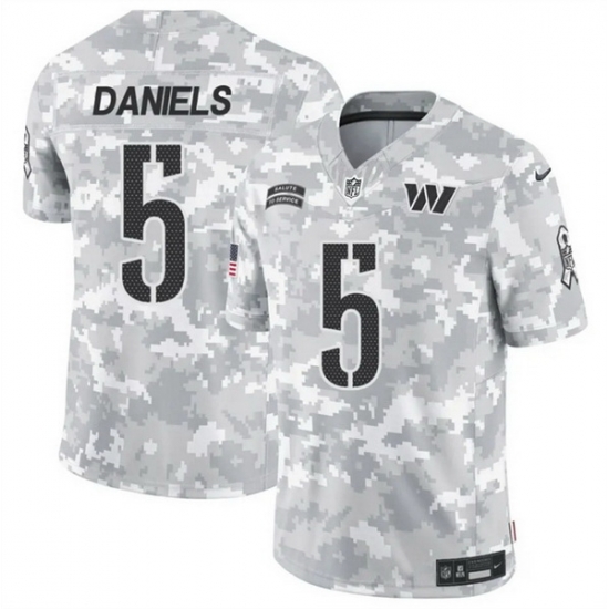 Men Washington Commanders 5 Jayden Daniels 2024 F U S E Arctic Camo Salute To Service Limited Stitched Football Jersey Men Washington Commanders 5 Jayden Daniels 2024 F U S E Arctic Camo Salute To Service Limited Stitched Football Jersey