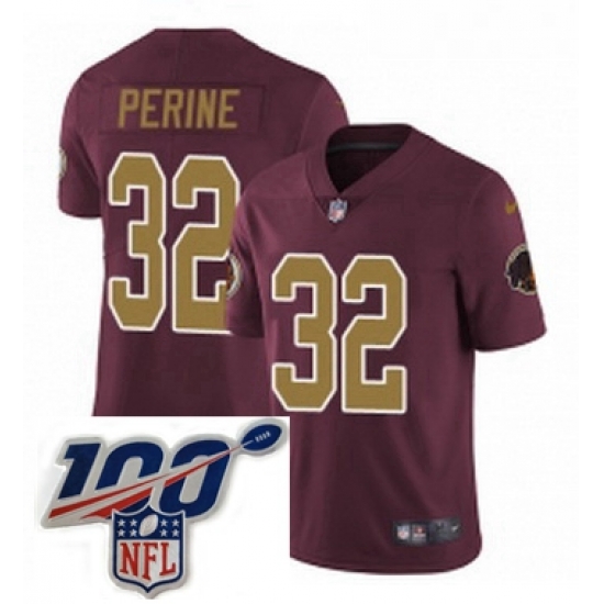 Mens Nike Washington Redskins 32 Samaje Perine Burgundy RedGold Number Alternate 80TH Anniversary Vapor Untouchable Limited Stitched 100th anniversary Neck Mens Nike Washington Redskins 32 Samaje Perine Burgundy RedGold Number Alternate 80TH Anniversary Vapor Untouchable Limited Stitched 100th anniversary Neck