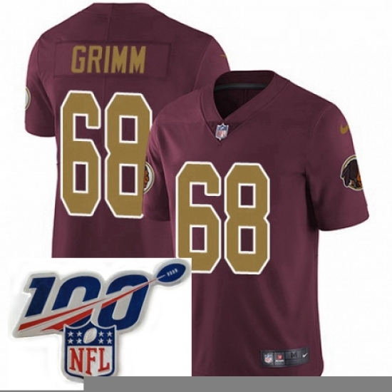 Mens Nike Washington Redskins 68 Russ Grimm Burgundy RedGold Number Alternate 80TH Anniversary Vapor Untouchable Limited Stitched 100th anniversary Neck Pa Mens Nike Washington Redskins 68 Russ Grimm Burgundy RedGold Number Alternate 80TH Anniversary Vapor Untouchable Limited Stitched 100th anniversary Neck Pa