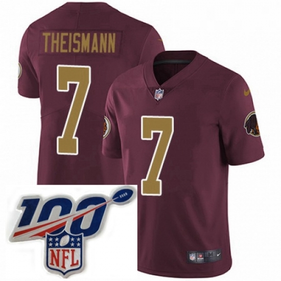 Mens Nike Washington Redskins 7 Joe Theismann Burgundy RedGold Number Alternate 80TH Anniversary Vapor Untouchable Limited Stitched 100th anniversary Neck Mens Nike Washington Redskins 7 Joe Theismann Burgundy RedGold Number Alternate 80TH Anniversary Vapor Untouchable Limited Stitched 100th anniversary Neck
