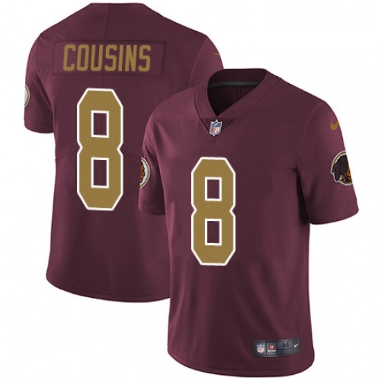 Mens Nike Washington Redskins 8 Kirk Cousins Burgundy RedGold Number Alternate 80TH Anniversary Vapor Untouchable Limited Player NFL Jersey Mens Nike Washington Redskins 8 Kirk Cousins Burgundy RedGold Number Alternate 80TH Anniversary Vapor Untouchable Limited Player NFL Jersey