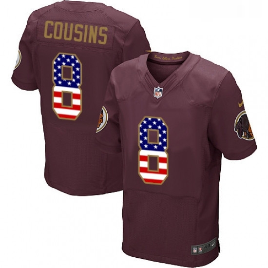 Mens Nike Washington Redskins 8 Kirk Cousins Elite Burgundy Red Alternate USA Flag Fashion NFL Jersey Mens Nike Washington Redskins 8 Kirk Cousins Elite Burgundy Red Alternate USA Flag Fashion NFL Jersey