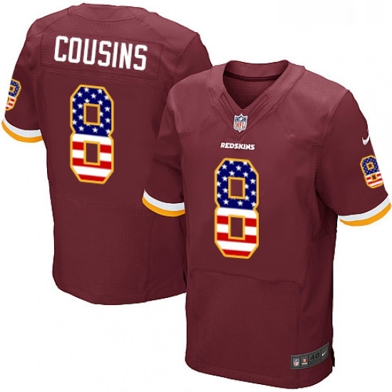Mens Nike Washington Redskins 8 Kirk Cousins Elite Burgundy Red Home USA Flag Fashion NFL Jersey Mens Nike Washington Redskins 8 Kirk Cousins Elite Burgundy Red Home USA Flag Fashion NFL Jersey