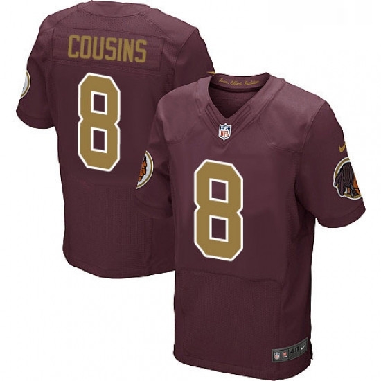 Mens Nike Washington Redskins 8 Kirk Cousins Elite Burgundy RedGold Number Alternate 80TH Anniversary NFL Jersey Mens Nike Washington Redskins 8 Kirk Cousins Elite Burgundy RedGold Number Alternate 80TH Anniversary NFL Jersey