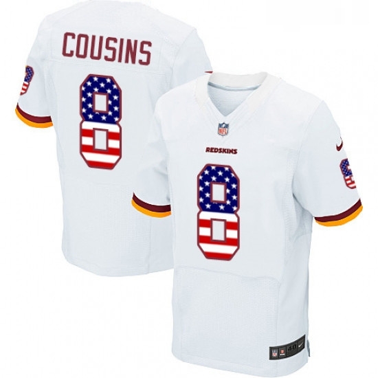 Mens Nike Washington Redskins 8 Kirk Cousins Elite White Road USA Flag Fashion NFL Jersey Mens Nike Washington Redskins 8 Kirk Cousins Elite White Road USA Flag Fashion NFL Jersey