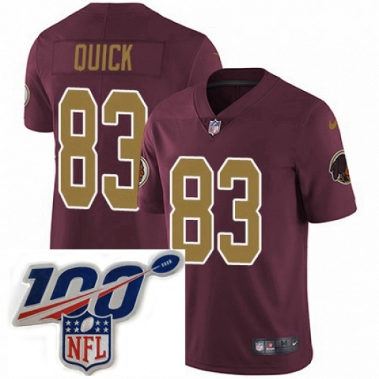 Mens Nike Washington Redskins 83 Brian Quick Burgundy RedGold Number Alternate 80TH Anniversary Vapor Untouchable Limited Stitched 100th anniversary Neck P Mens Nike Washington Redskins 83 Brian Quick Burgundy RedGold Number Alternate 80TH Anniversary Vapor Untouchable Limited Stitched 100th anniversary Neck P