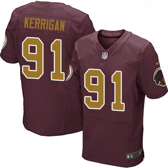 Mens Nike Washington Redskins 91 Ryan Kerrigan Elite Burgundy RedGold Number Alternate 80TH Anniversary NFL Jersey Mens Nike Washington Redskins 91 Ryan Kerrigan Elite Burgundy RedGold Number Alternate 80TH Anniversary NFL Jersey
