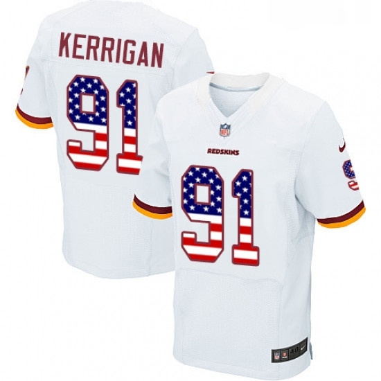 Mens Nike Washington Redskins 91 Ryan Kerrigan Elite White Road USA Flag Fashion NFL Jersey Mens Nike Washington Redskins 91 Ryan Kerrigan Elite White Road USA Flag Fashion NFL Jersey