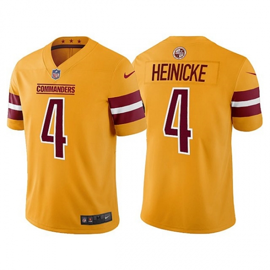 Men's Washington Commanders #4 Taylor Heinicke Gold Vapor Untouchable Stitched Football Jersey Men's Washington Commanders #4 Taylor Heinicke Gold Vapor Untouchable Stitched Football Jersey