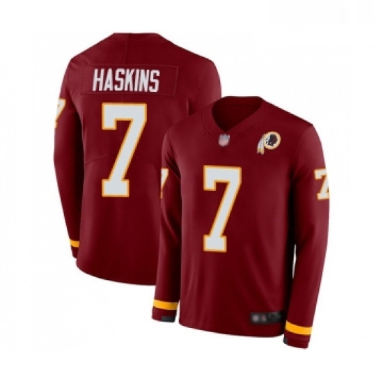 Mens Washington Redskins 7 Dwayne Haskins Limited Burgundy Therma Long Sleeve Football Jersey Mens Washington Redskins 7 Dwayne Haskins Limited Burgundy Therma Long Sleeve Football Jersey