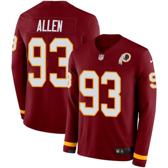 Nike Redskins #93 Jonathan Allen Burgundy Red Team Color Men Stitched NFL Limited Therma Long Sleeve Jersey Nike Redskins #93 Jonathan Allen Burgundy Red Team Color Men Stitched NFL Limited Therma Long Sleeve Jersey