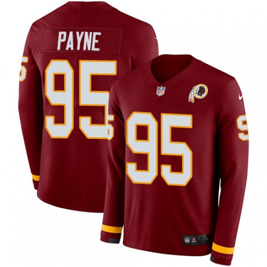 Nike Redskins #95 Da 27Ron Payne Burgundy Red Team Color Men Stitched NFL Limited Therma Long Sleeve Jersey Nike Redskins #95 Da 27Ron Payne Burgundy Red Team Color Men Stitched NFL Limited Therma Long Sleeve Jersey