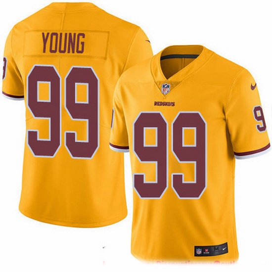 Nike Redskins 99 Chase Young Gold Men Stitched NFL Limited Rush Jersey Nike Redskins 99 Chase Young Gold Men Stitched NFL Limited Rush Jersey