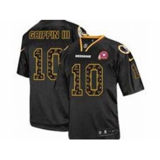 Nike Washington Redskins 10 Robert Griffin III Black Elite 80TH Patch Lights Out Fashion NFL Jersey Nike Washington Redskins 10 Robert Griffin III Black Elite 80TH Patch Lights Out Fashion NFL Jersey