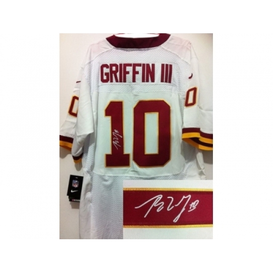 Nike Washington Redskins 10 Robert Griffin III White Elite Signed NFL Jersey Nike Washington Redskins 10 Robert Griffin III White Elite Signed NFL Jersey