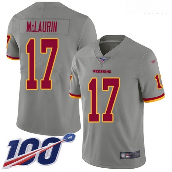 Redskins 17 Terry McLaurin Gray Men Stitched Football Limited Inverted Legend 100th Season Jersey Redskins 17 Terry McLaurin Gray Men Stitched Football Limited Inverted Legend 100th Season Jersey
