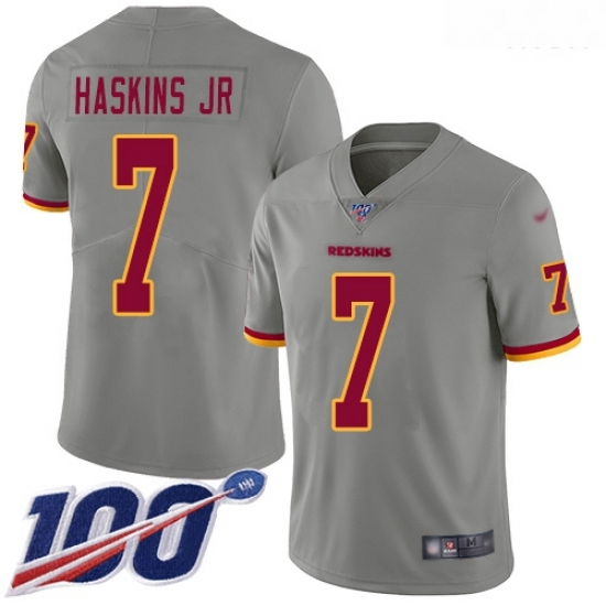 Redskins 7 Dwayne Haskins Jr Gray Men Stitched Football Limited Inverted Legend 100th Season Jersey Redskins 7 Dwayne Haskins Jr Gray Men Stitched Football Limited Inverted Legend 100th Season Jersey