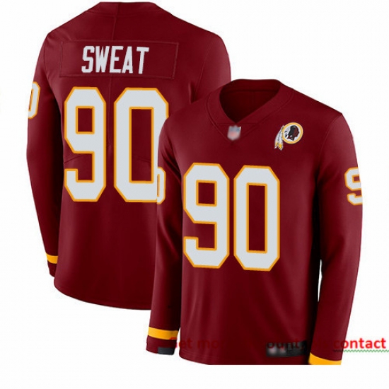 Redskins 90 Montez Sweat Burgundy Red Team Color Men Stitched Football Limited Therma Long Sleeve Jersey Redskins 90 Montez Sweat Burgundy Red Team Color Men Stitched Football Limited Therma Long Sleeve Jersey
